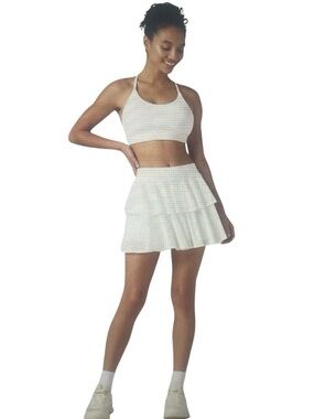 NWT HALARA White Mesh 2-in-1 InstantCool Tennis Tiered Skirt With Pocket XS